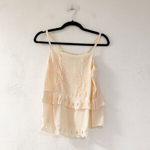 Iro Jansen Eyelet Tank Tiered Blouse in Peach Medium
